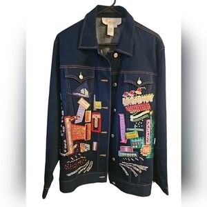 Diane's Essentials sz medium New York themed vintage denim jacket broadway